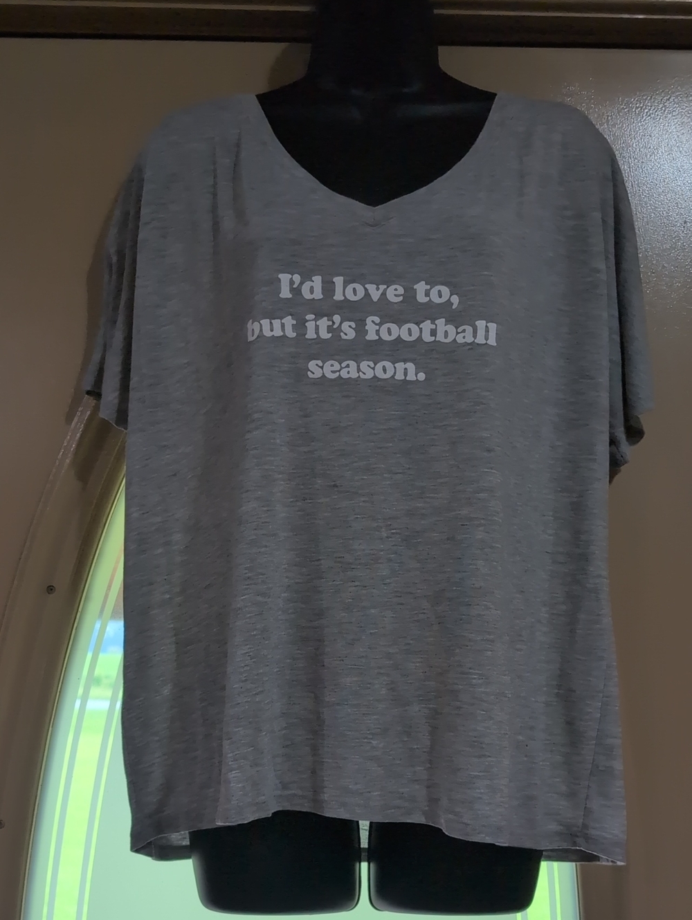 Bella Canvas Graphic V-Neck Tee - Gray "I'd love to, but it's football season."